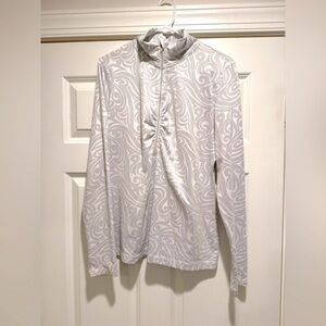 Athleta gray & white quarter zip